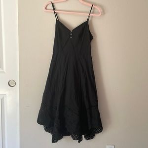 Strap black dress with lace